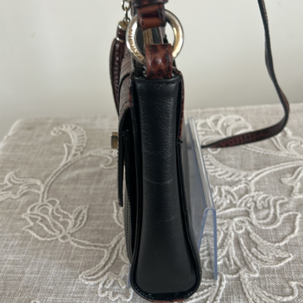 Brahmin Mimosa Tuscan Black/Croc Embossed Trim Crossbody Bag - Picture 7 of 16